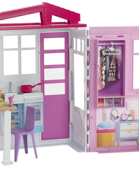 Mattel Barbie Dollhouse, Portable 1-Story Playset with Pool and Accessories, for 3 to 7 Year Olds
