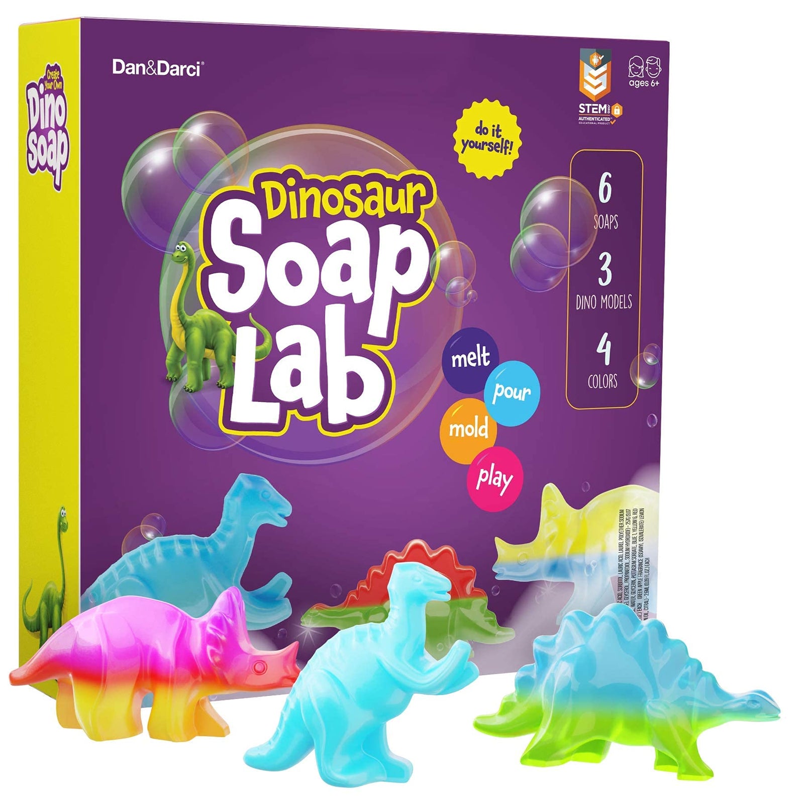 Dino Soap Making Kit for Kids - Dinosaur Science Kits for Kids All Ages - STEM DIY Activity Craft Kits - Crafts Gift for Girls and Boys