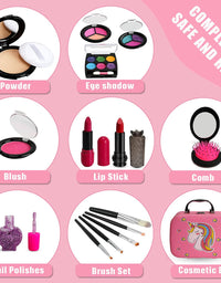 Kids Makeup Kit for Girls, Washable Makeup Kit, Real Play Kids Makeup Set Princess Play Birthday 3 4 5 6 Gift for Little Girls Toys
