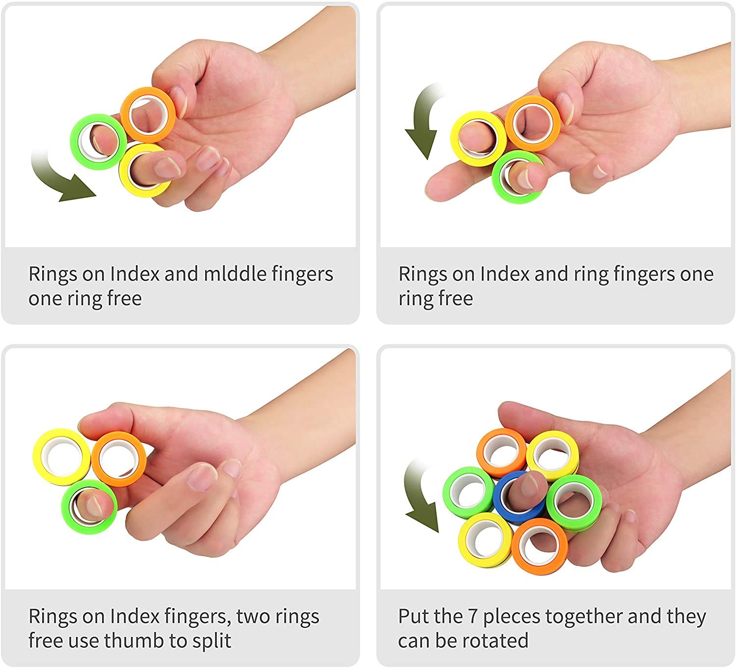 6PCS Magnetic Rings, Fidget Rings,Roller Rings,Adult Finger Fidget Toys, ADHD Anxiety Relief Decompression Magical Ring Fidget Toy,Funny Gifts kids Magnetic Spinner Ring for Boys Girls(Random Color)