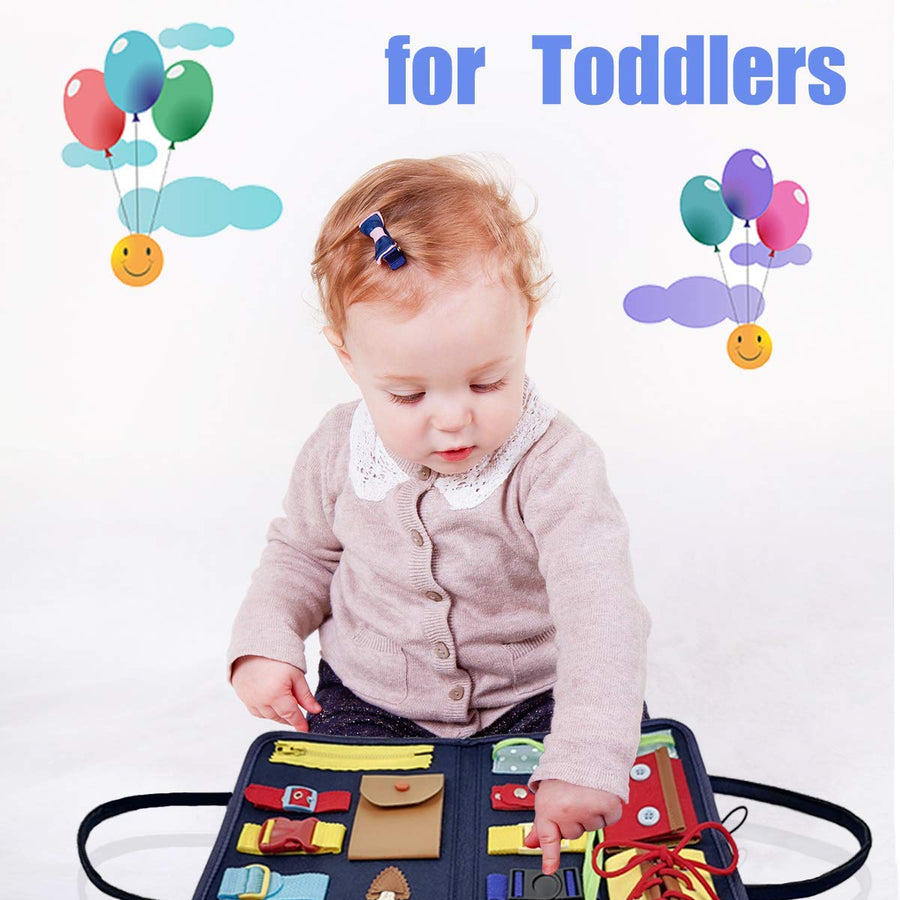 Busy Board Montessori Toys for Toddlers Sensory Toys Gifts for 1 2 3 4 Year Old Boys & Girls Preschool Toddler Activities Educational Travel Toy Learning Basic Dress Skills