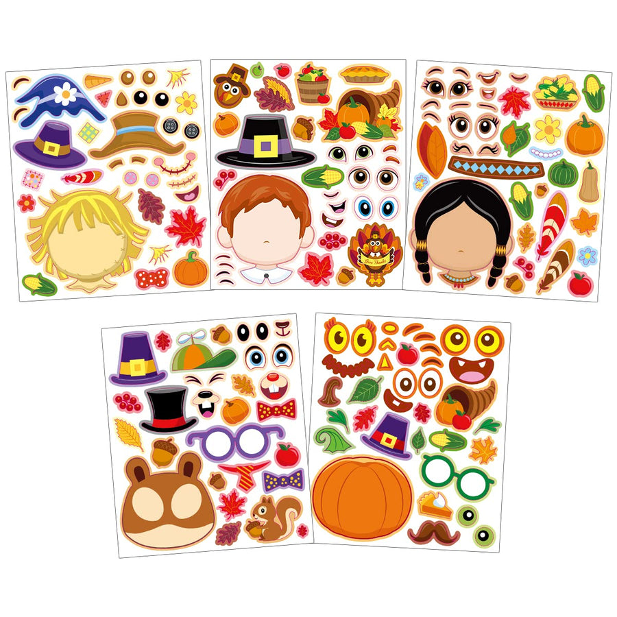 JOYIN 40 PCS Thanksgiving Crafts Make A Turkey Sticker Make A Face Sticker Sheets Make Your Own Characters Thanksgiving Game Holiday School Classroom Prizes Party Favor Supplies