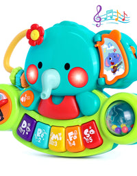 Baby Piano Toy 6 to 12 Months Elephant Light Up Music Baby Toys for 6 9 12 18 Months Early Learning Educational Piano Keyboard Infant Toys Baby Girl Piano Toy Gift Toy for 1 year old Boys Girls
