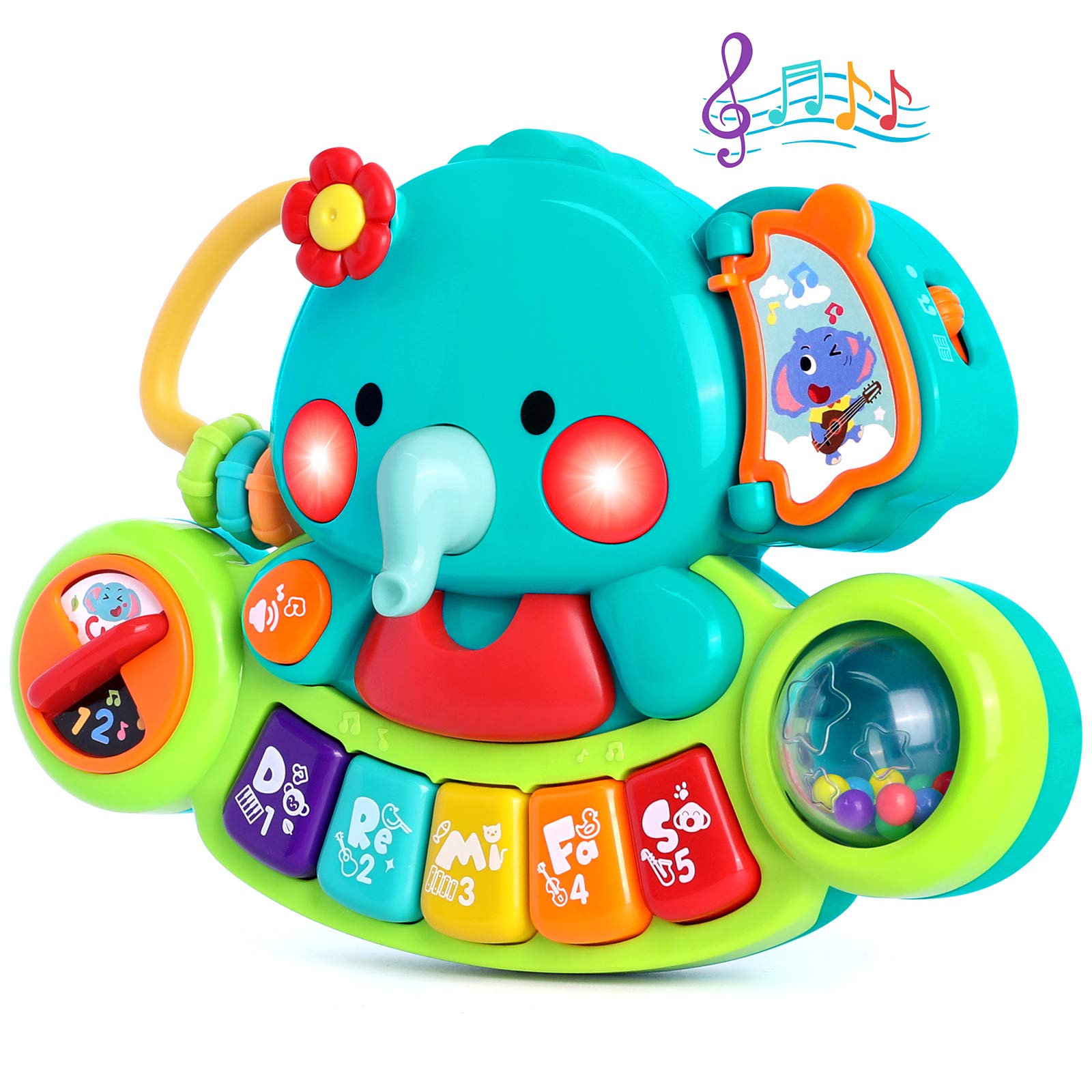 Baby Piano Toy 6 to 12 Months Elephant Light Up Music Baby Toys for 6 9 12 18 Months Early Learning Educational Piano Keyboard Infant Toys Baby Girl Piano Toy Gift Toy for 1 year old Boys Girls