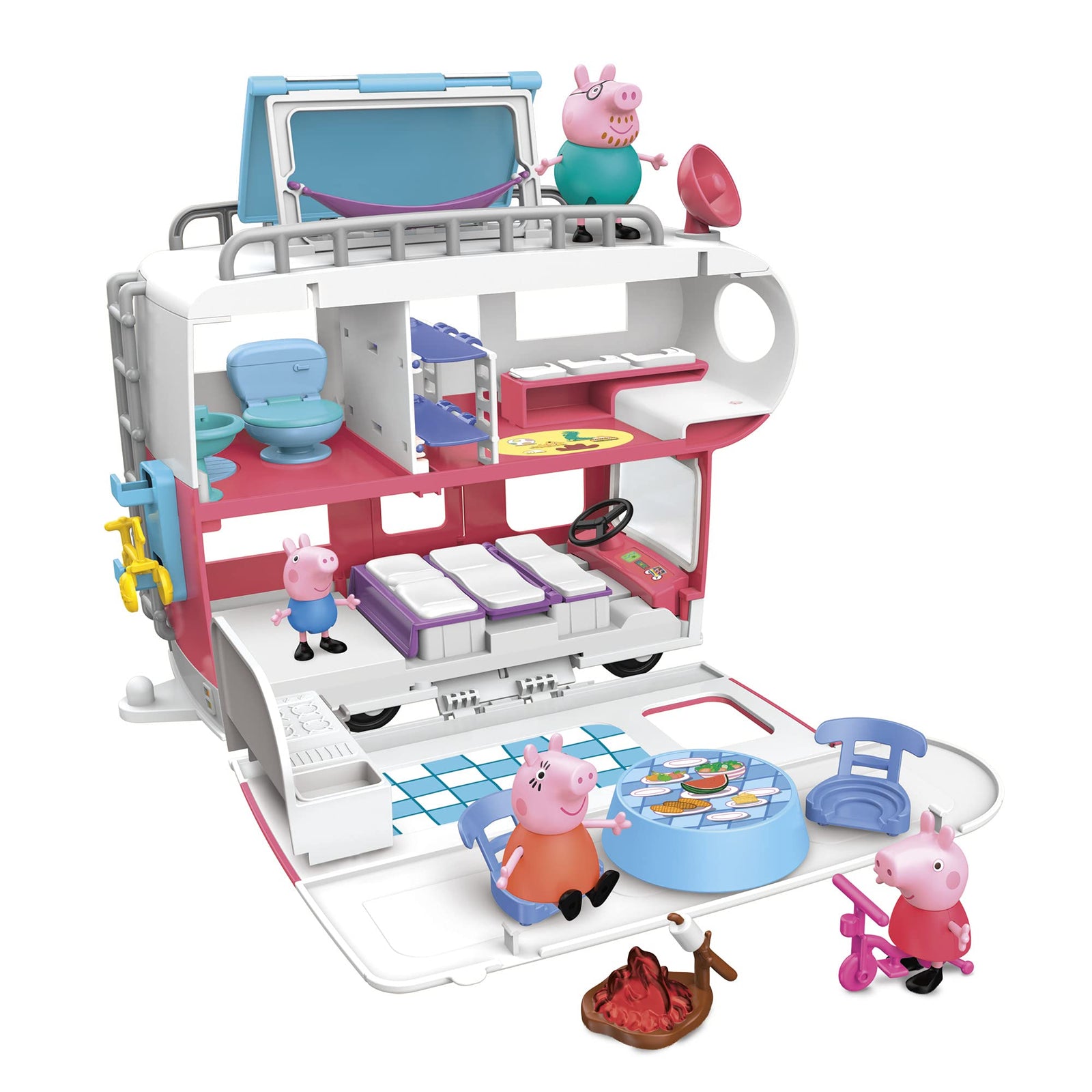 Peppa Pig Peppa’s Adventures Peppa’s Family Motorhome Preschool Toy, Vehicle to RV Playset, Plays Sounds and Music, Ages 3 and up