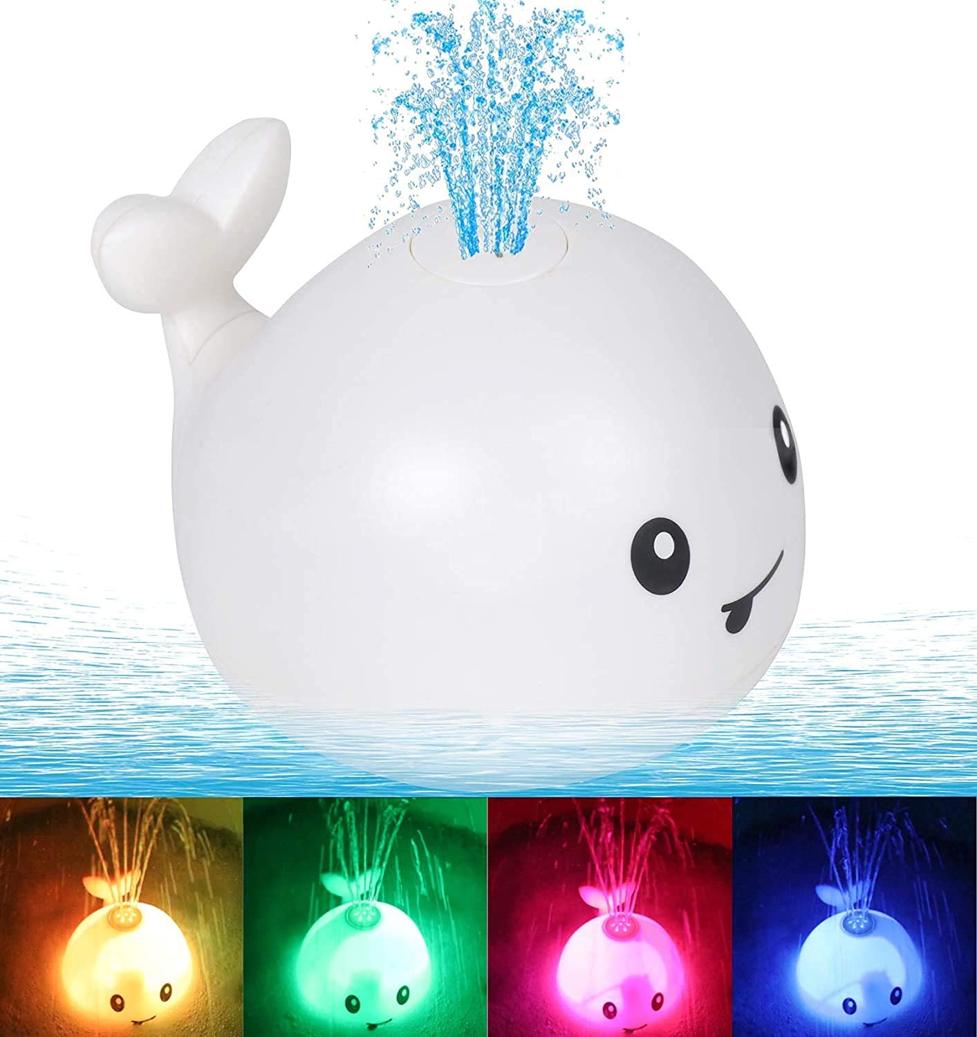 Leipal Baby Bath Toys for Kids Light Up Whale Bath Toys Sprinkler Bathtub Toys for Toddlers (White)
