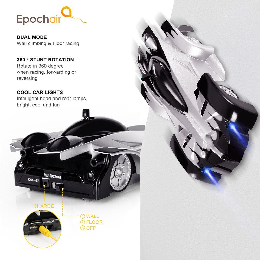 EpochAir Wall Climbing Remote Control Car Dual Mode 360° Rotating RC Stunt Cars with Headlight Rechargeable Toys for Boys Gift for 4 5 6 7 8-12 Year Old Kids (Normal)