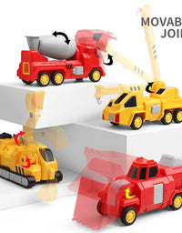 SNAEN Toys for 3 4 5 6 7 Year Old Boys - Construction Vehicles Transform Robot Kids Toys, STEM Building Toddler Toys for Kids Ages 4-8 w/ Pull-Back Toys, 5-in-1 Trucks Gifts for Boys Girls
