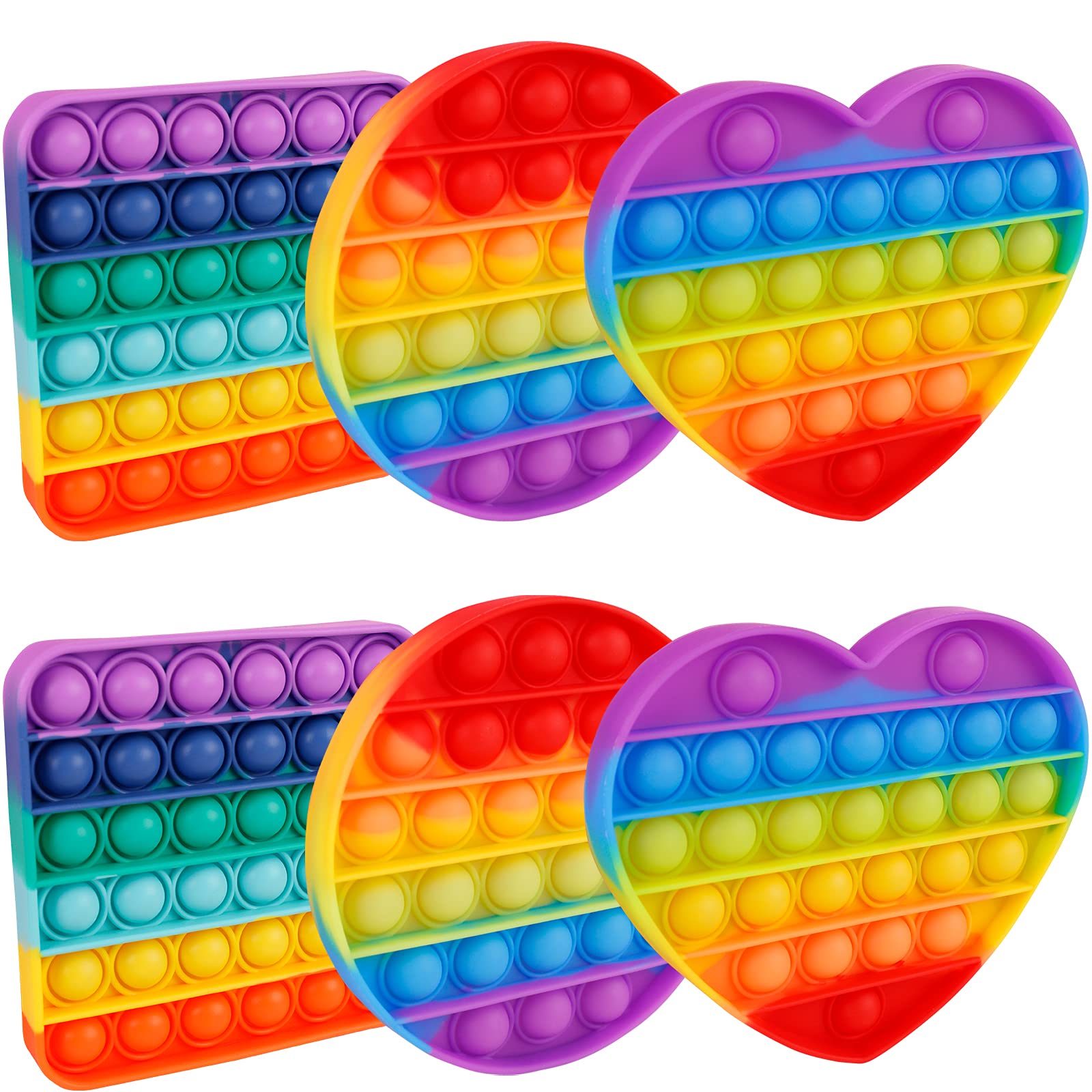 6 Packs Popitsfidgets Toy for Boys，Poppers It Popits Pops Popet Popitsfidgets Press Pop Bubble Sensory Stress Relief Satisfying Game Toy Package Fidgettoy Set Rainbow Mouse Dinosaur Space Robot