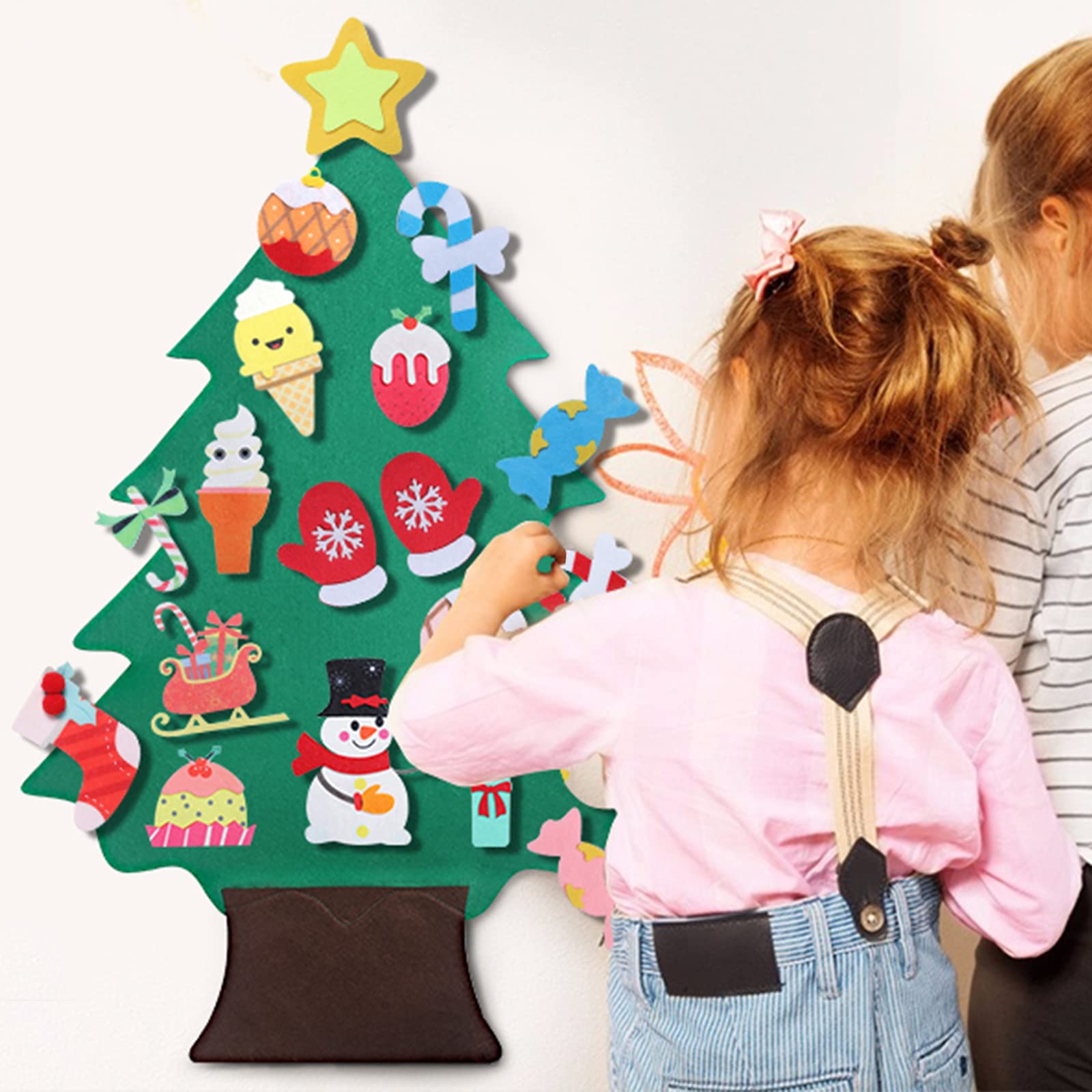 Felt Christmas Tree - 3.5 FT DIY Felt Christmas Tree Set, 38 Ornaments, Xmas Decorations New Year Door Wall Hanging Decorations, Great Gift for Kids