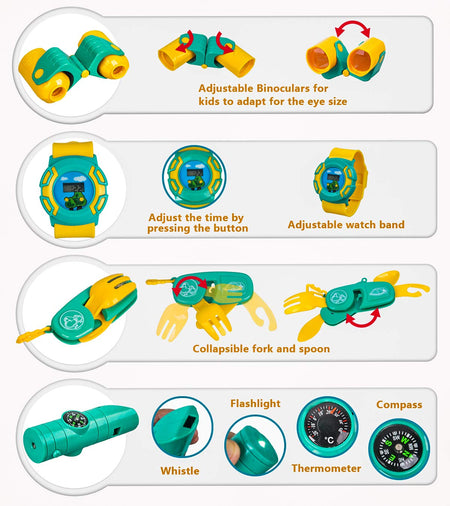 Meland Kids Camping Set with Tent 24pcs - Camping Gear Tool Pretend Play Set for Toddlers Kids Boys Girls Outdoor Toy Birthday Gift