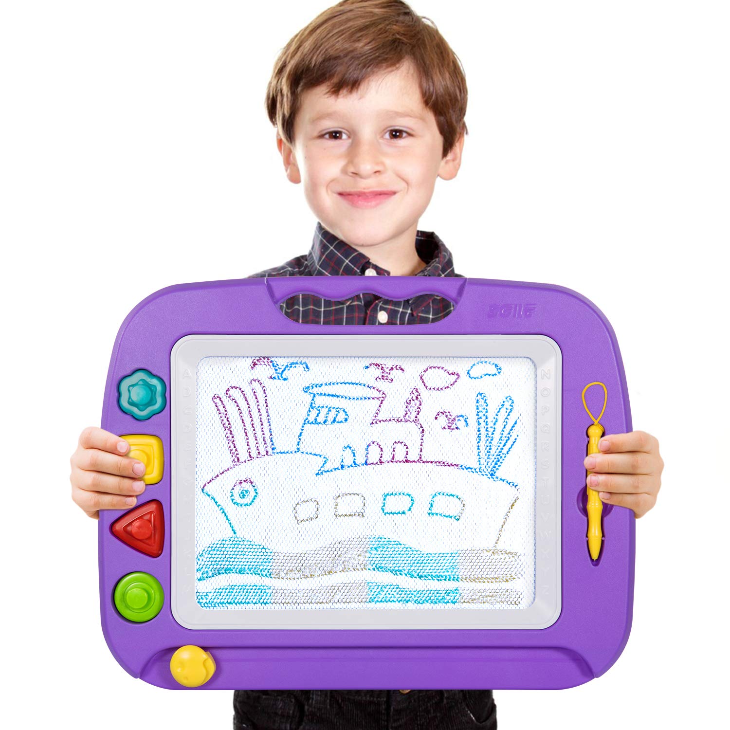 SGILE Large Magnetic Doodle Board, Magnetic Erasable Drawing Pad Gift for Kids Toddler (Purple)