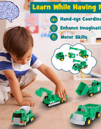 Toys for 3 4 5 6 7 8 Year Old Boys - Construction Transform Robot Kids Toys Cars | STEM Building Toddler Toys for Kids Ages 4-8 | 5 in 1 Construction Toys Christmas Birthday Gifts for Boys Girls Kids
