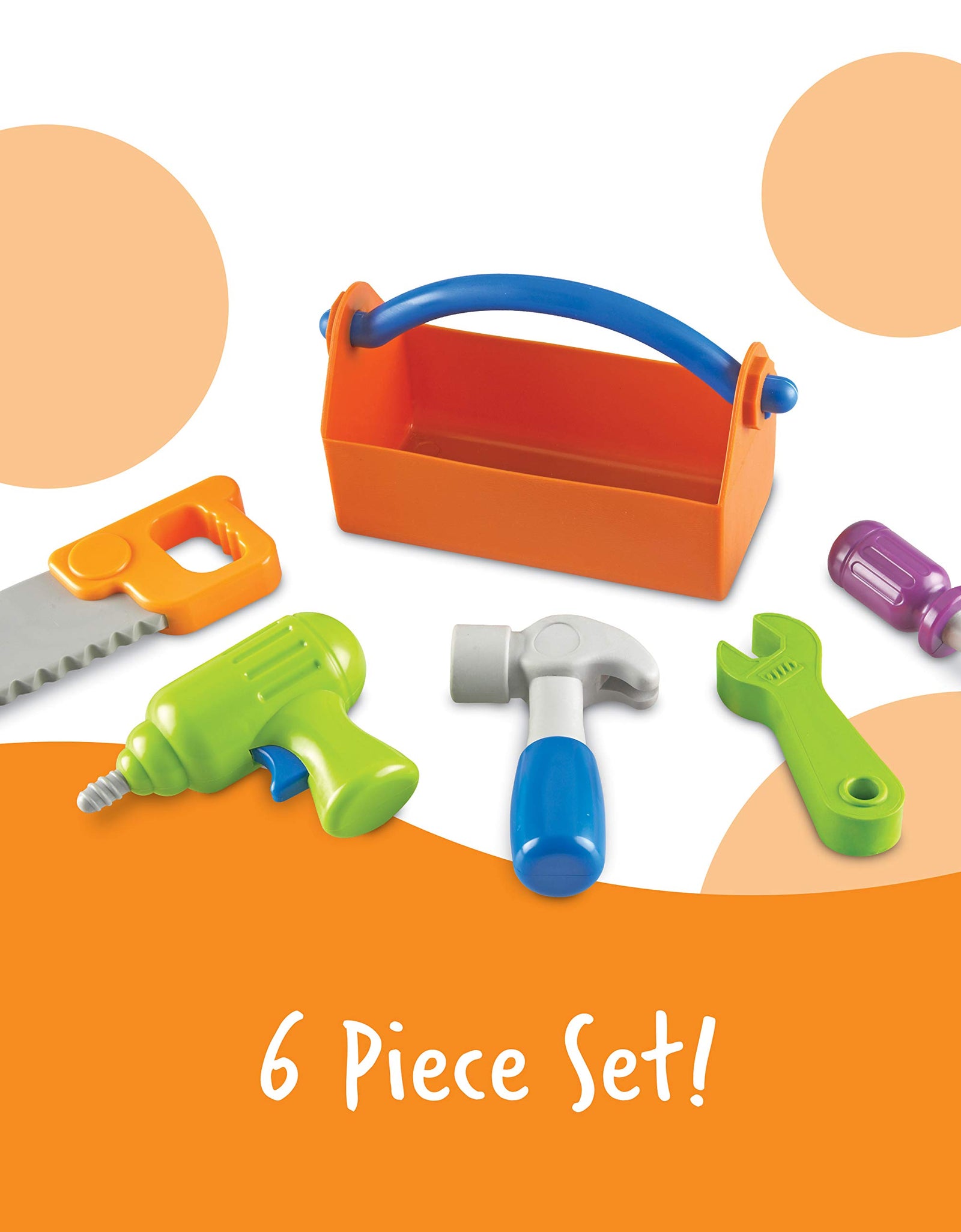 Learning Resources New Sprouts Fix It!, Fine Motor Tools for Toddlers, Pretend Play Toy Tool Set, Outdoor Toys, 6 Piece, Ages 2+