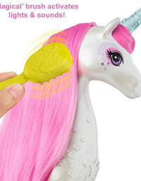 Barbie Dreamtopia Brush 'n Sparkle Unicorn with Lights and Sounds, White with Pink Mane and Tail, Gift for 3 to 7 Year Olds [Amazon Exclusive]
