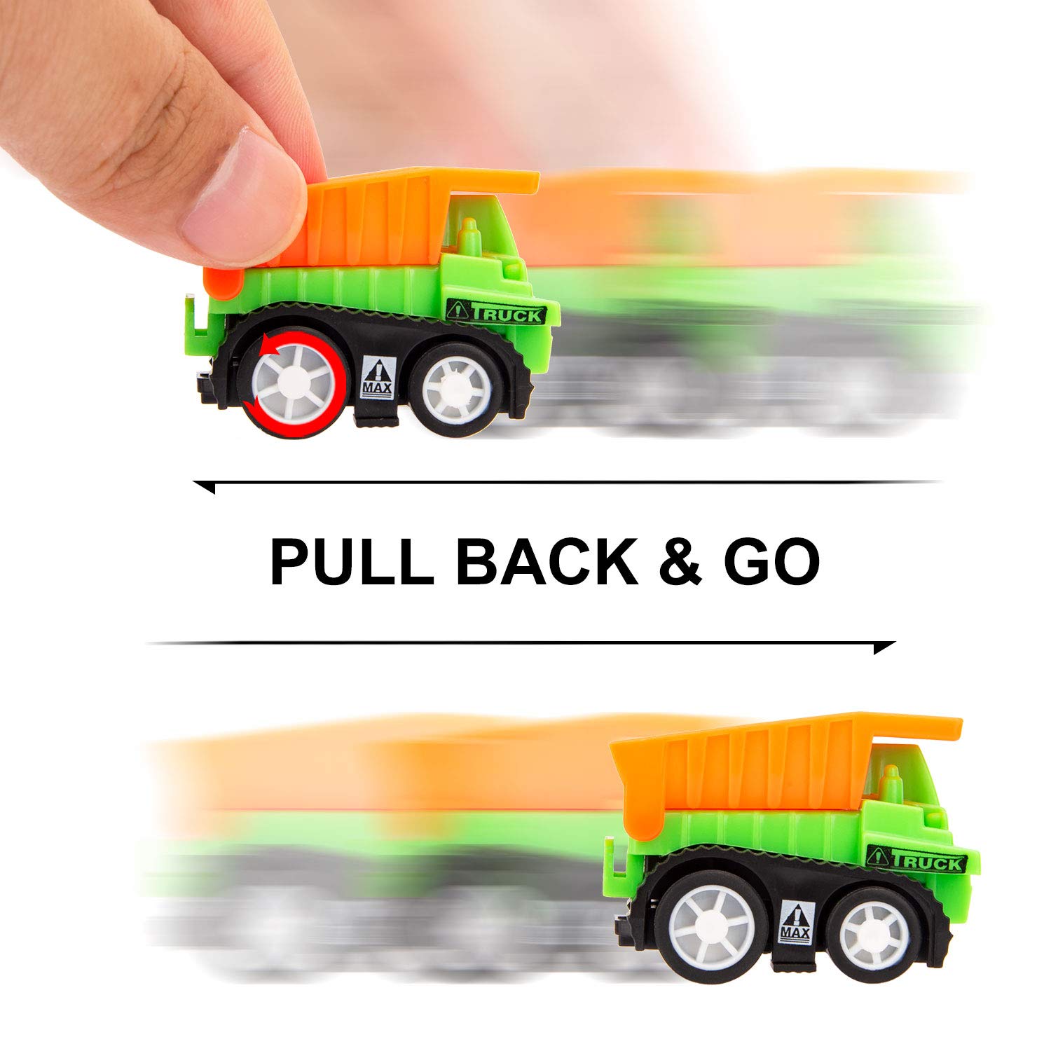 Construction Toys with Play Mat, Engineering Vehicles Set Include 6 Construction Trucks, 4 Road Signs, 14" x 18" Playmat, Pull Back Car Toys, Toys for 3 4 5 Year Old Boys Toddle Kid