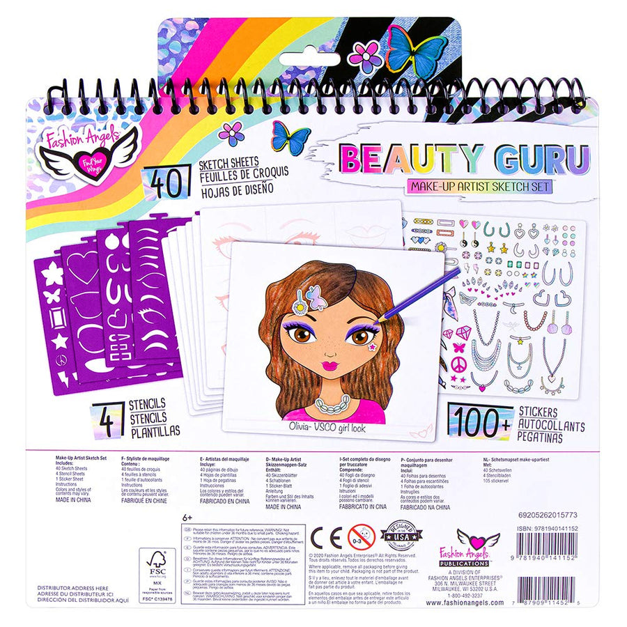 Make-up & Hair Design Sketch Portfolio (11452) Sketchbook for Beginners, Sketchbook with Stencils and Stickers for Ages 6 and Up