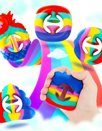 5 Pack Finger Sensory Toy Fidget Snapper Pack, Snap Grip Grab Squeeze Toy for Stress Anxiety Relief, Miniature Novelty Party Popper Noise Maker Hands Toy for Kids Adult ADHD Snap it Rainbow Colorful
