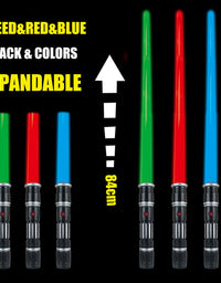 3 pack 3 colors Light Up Saber with FX Sound(Motion Sensitive) and Realistic Handle for Kid, Expandable Light Swords Set for Halloween Dress Up Parties, Xmas Present, Galaxy War Fighters and Warriors
