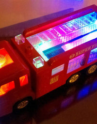 WolVolk Electric Fire Truck Toy with Stunning 3D Lights and Sirens, goes Around and Changes Directions on Contact - Great Gift Toys for Kids
