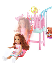 Barbie Club Chelsea Doll and Swing Set Playset with Teddy Bear Figure
