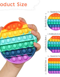 ASONA Pop Fidget Toys Rainbow 3 Pack Push Popper Bubbles with Popping Sound for Toddler Kids Child, Circle Square Octagon Pop Pop Silicone Sensory Toy Anxiety Stress Reliever Autism Toy for Car Travel
