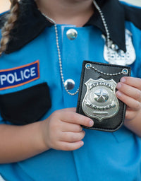 Dress-Up-America Police Badge For Kids - Pretend Play NYPD Badge With Chain & Belt Clip
