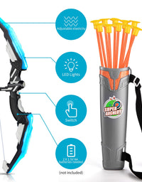 TMEI Bow and Arrow Set for Kids - Archery Toy Set - LED Light Up with 10 Suction Cup Arrows, Target & Quiver, Indoor and Outdoor Toys for Children Boys Girls
