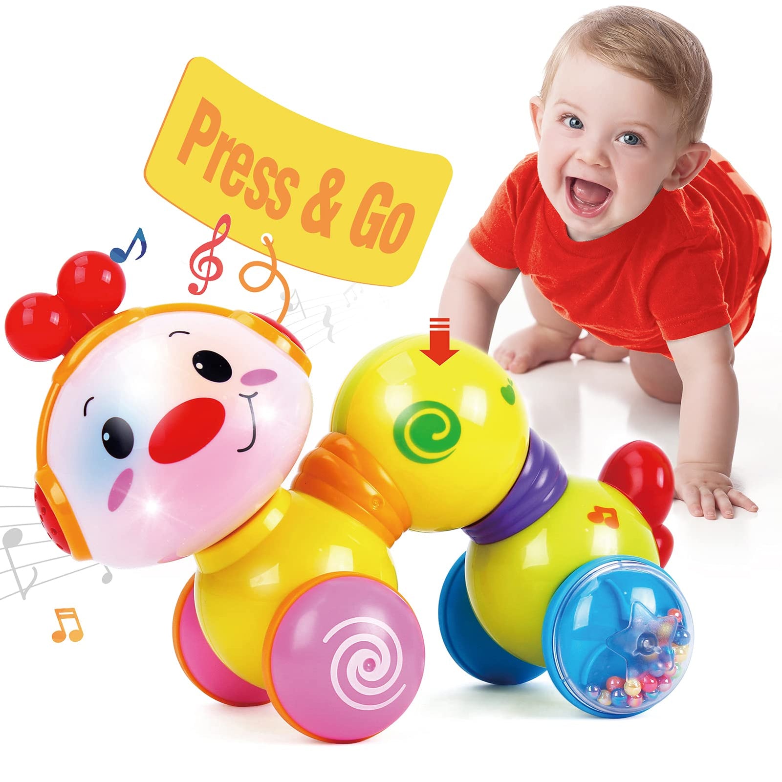 Baby Toys 6 to 12 Months Musical Press and Go Baby Toys 12-18 Months Baby Girl Gifts Baby Boy Toys Crawling Toys with Light Inflant Toys 6-12 Months Toys 1 Year Old Girls Boys