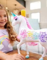 Barbie Dreamtopia Brush 'n Sparkle Unicorn with Lights and Sounds, White with Pink Mane and Tail, Gift for 3 to 7 Year Olds [Amazon Exclusive]
