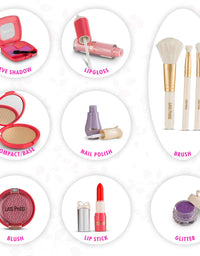 Litti Pritti Pretend Makeup for Girls - 11 Piece Play Makeup Set- Realistic Kids Makeup kit for Girl (Imitation - not Real)
