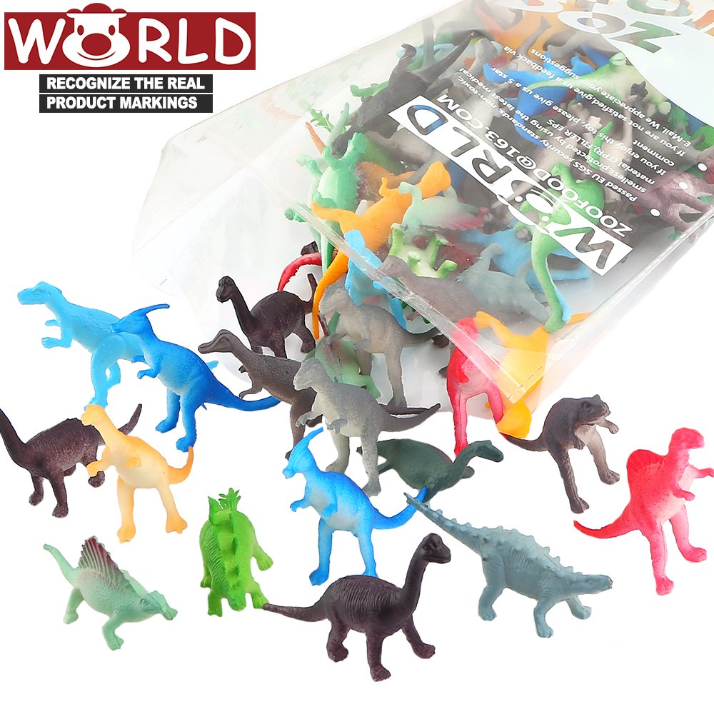 ValeforToy 82 Piece Mini Dinosaur Toy Set for Dino Party Cupcake Toppers - Assorted Vinyl Plastic Figure