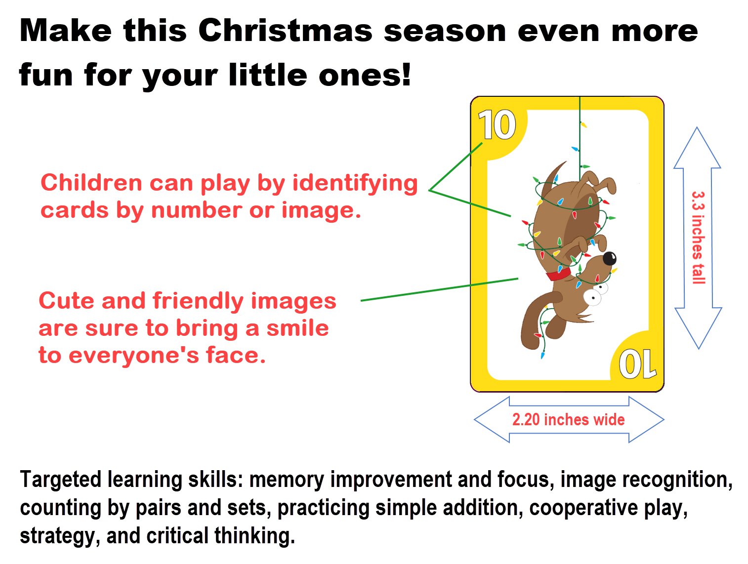 Santa Claus GO Fish, a Christmas Card Game for Kids (GO Fish, Old Maid, and Slap Jack), Play 3 Classic Kids Games Using ONE Holiday Themed Deck, Ideally Sized for Use as Stocking Stuffers