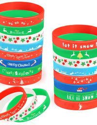 Coogam 40PCS Christmas Silicone Bracelets, Xmas Rubber Wristbands Accessories Gift for Kids Adults Stocking Stuffers, Holiday Decoration Wrist Band Party Supplies Favors
