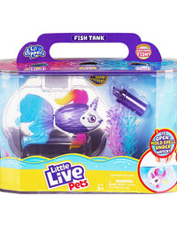 Little Live Pets - Lil' Dippers Fish Tank: Splasherina| Interactive Toy Fish & Tank , Magically Comes Alive in Water, Feed and Swims Like A Real Fish
