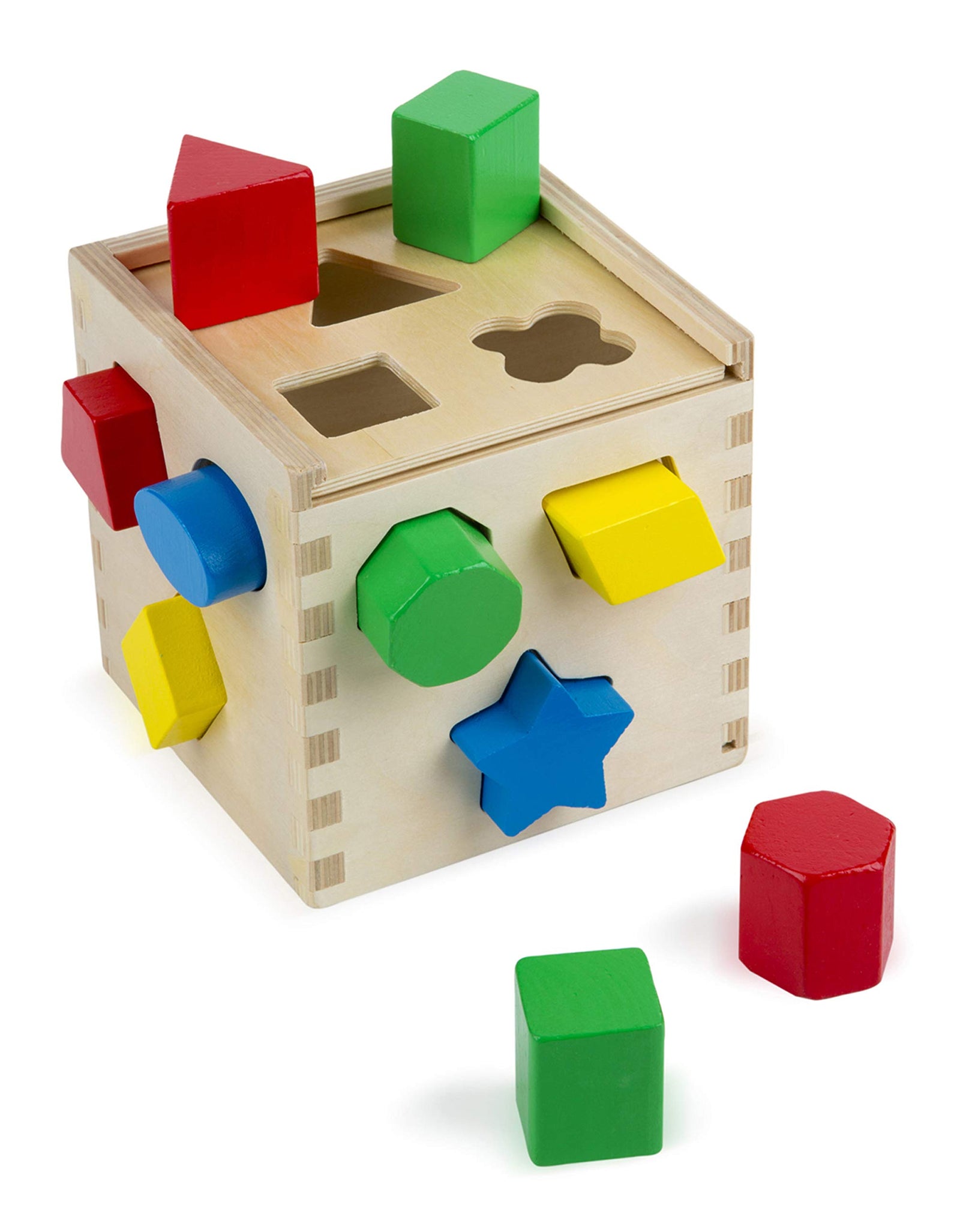 Melissa & Doug Shape Sorting Cube - Classic Wooden Toy With 12 Shapes