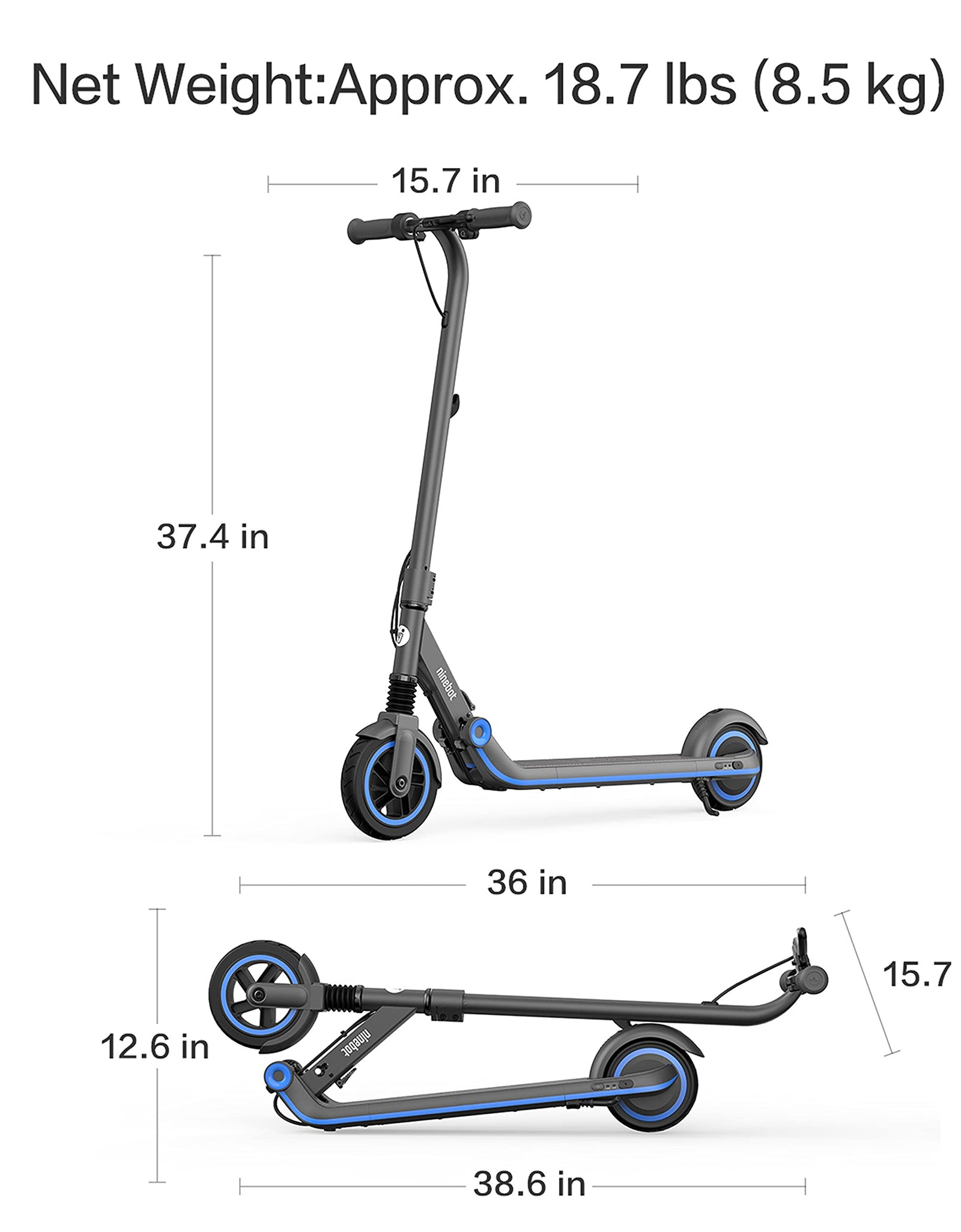 Segway Ninebot eKickScooter ZING E8 and E10, Electric Kick Scooter for Kids, Teens, Boys and Girls, Lightweight and Foldable, Pink, Blue, Dark Grey