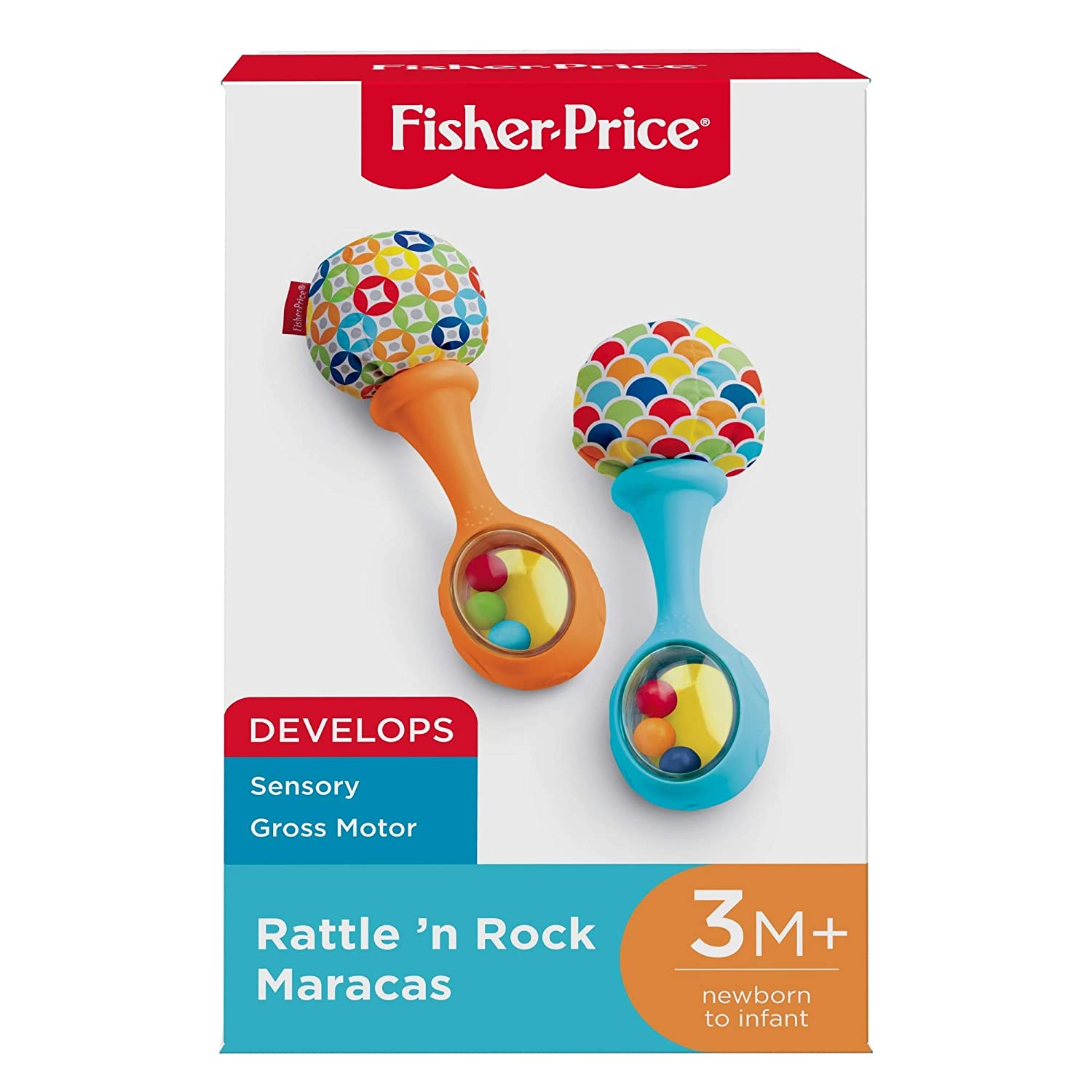 Fisher-Price Rattle 'n Rock Maracas, Blue/Orange [Amazon Exclusive] 2 Count (Pack of 1)
