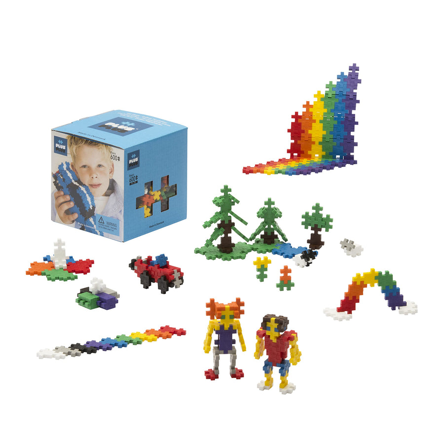PLUS PLUS - Open Play Set - 600 Piece - Basic Color Mix, Construction Building Stem Toy, Interlocking Mini Puzzle Blocks for Kids