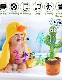 Emoin Tiktok Dancing Cactus Repeat, Talking Dancing Cactus Toy, Repeat+Recording+Dance+Sing, Wriggle Dancing Cactus Repeat What You Say and Sing Electronic Cactus Toy Decor for Kids Adult - 120 Songs
