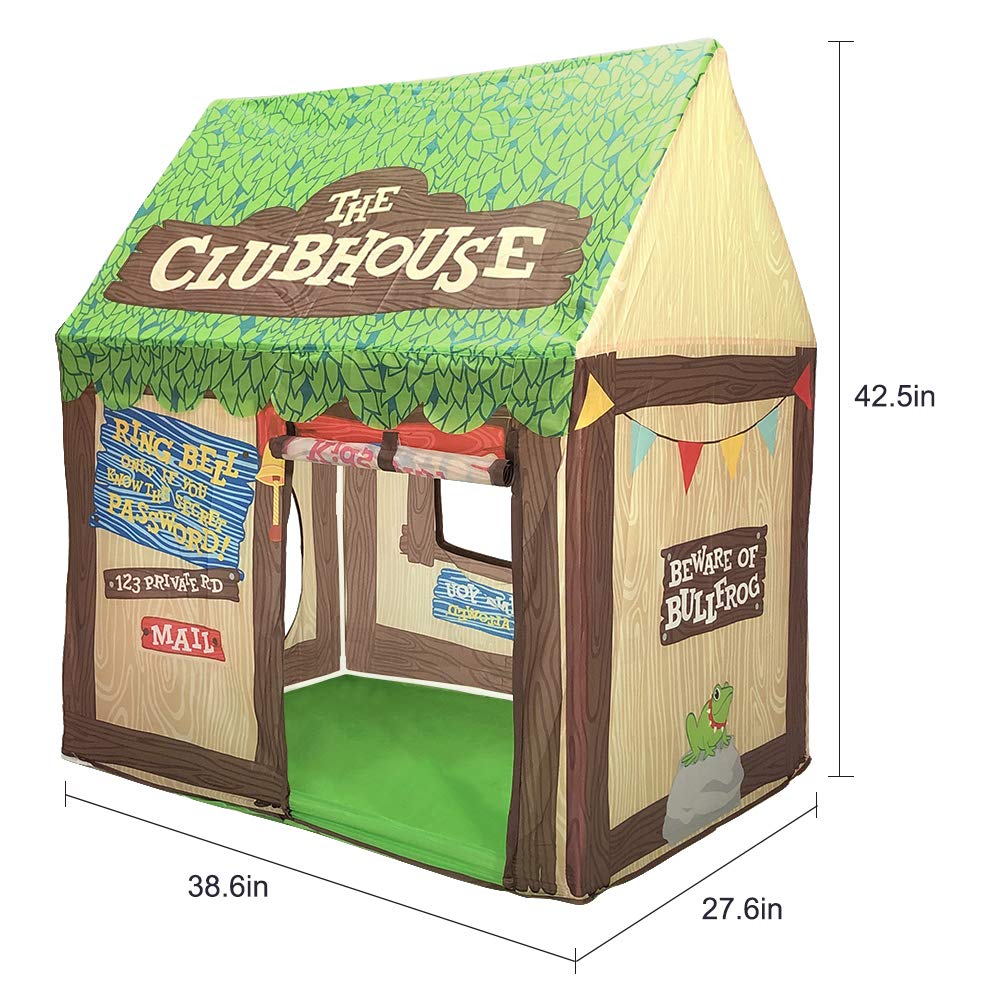 Swehouse Clubhouse Tent Kids Play Tents for Boys School Toys for Indoor and Outdoor Games Children Playhouse with Roll-up Door and Windows