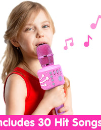 Move2Play Bluetooth & 30 Famous Songs Kids Karaoke Microphone, Gift for Girls Age 4 5 6 7 8 Years Olds
