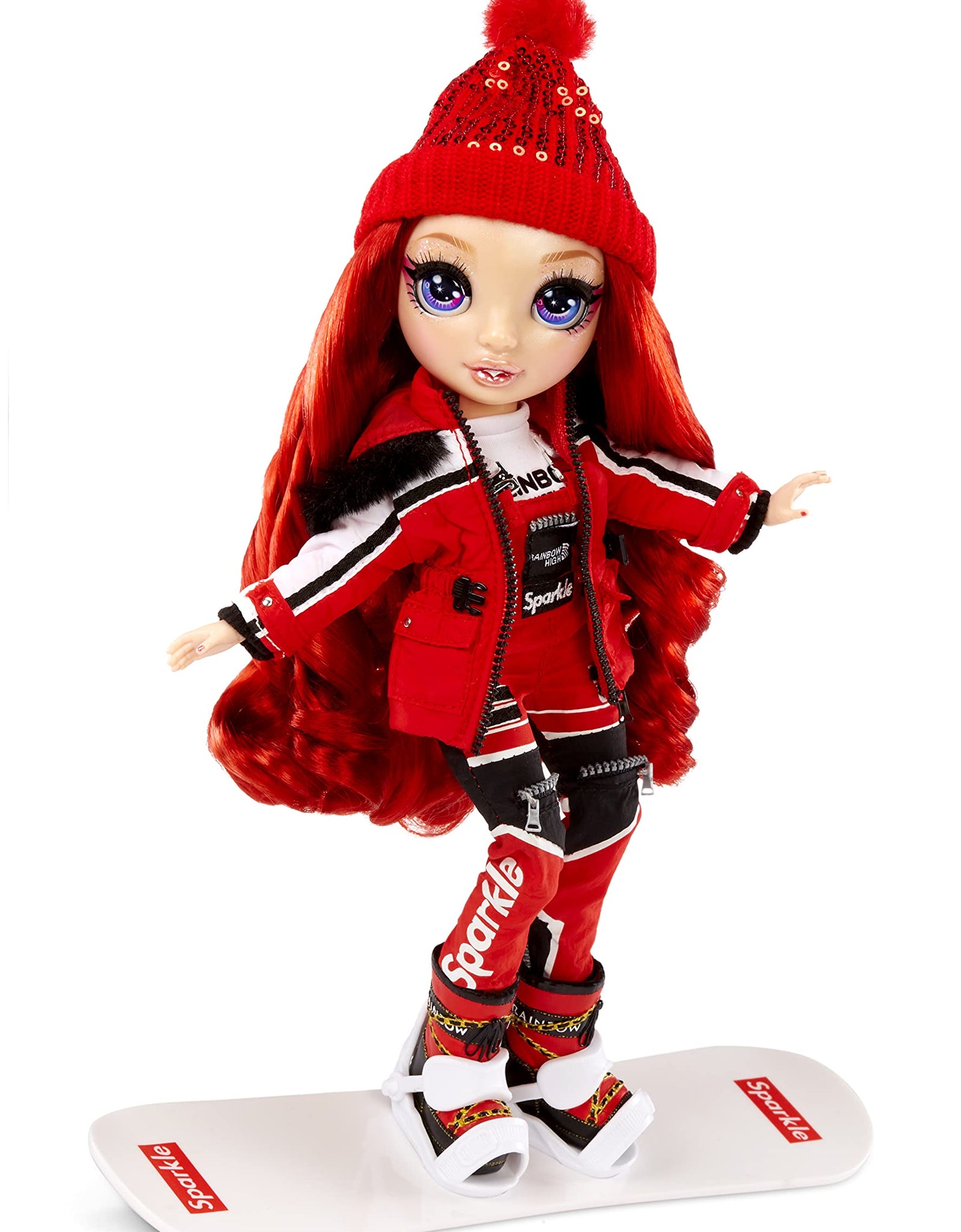 Rainbow High Winter Break Ruby Anderson – Red Fashion Doll and Playset with 2 Designer Outfits, Snowboard and Accessories, Gift for Kids and Collectors, Toys for Girls Ages 6 7 8+ to 12 Years Old