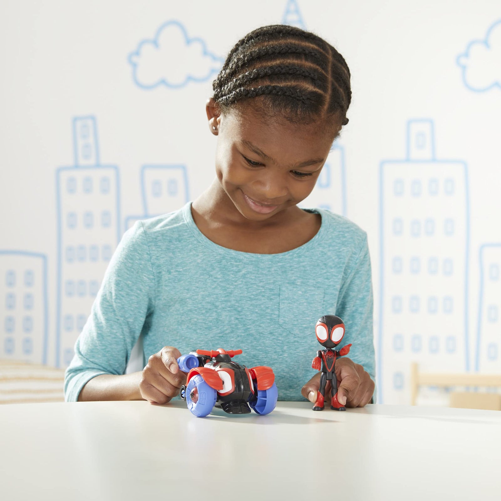 Marvel Spidey and His Amazing Friends Miles Morales Action Figure and Techno-Racer Vehicle, for Kids Ages 3 and Up