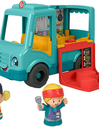 Fisher-Price Little People Serve It Up Food Truck, Push-Along Musical Toy Vehicle with Figures for Toddlers and Preschool Kids Ages 1-5 Years
