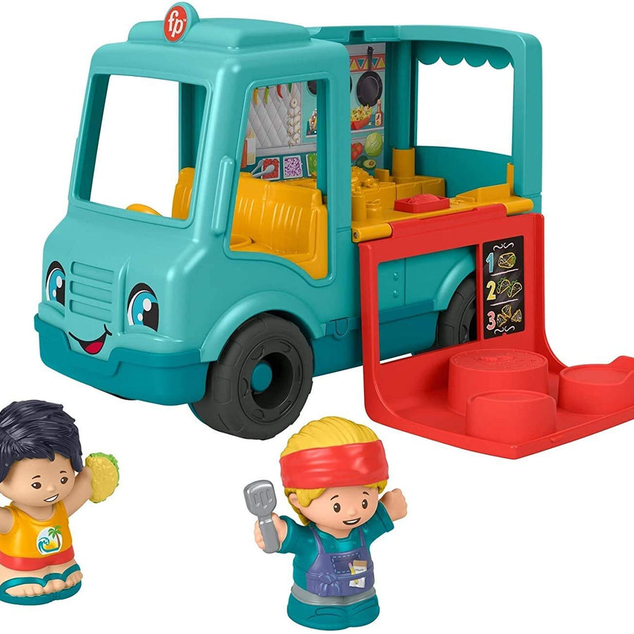 Fisher-Price Little People Serve It Up Food Truck, Push-Along Musical Toy Vehicle with Figures for Toddlers and Preschool Kids Ages 1-5 Years