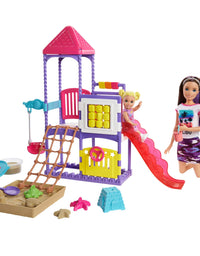 Barbie Skipper Babysitters Inc. Climb 'n Explore Playground Dolls & Playset with Babysitting Skipper Doll, Toddler Doll, Play Station, Moldable Sand & Accessories for Kids 3 to 7 Years Old
