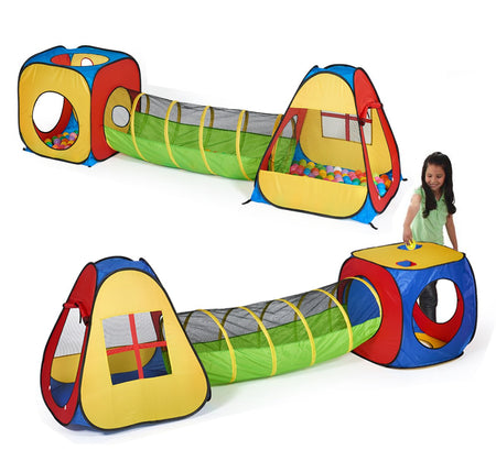UTEX 3 in 1 Pop Up Play Tent with Tunnel, Ball Pit for Kids, Boys, Girls, Babies and Toddlers, Indoor/Outdoor Playhouse