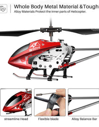 Remote Control Helicopter, S107H-E Aircraft with Altitude Hold, One Key take Off/Landing, 3.5 Channel, Gyro Stabilizer and High &Low Speed, LED Light for Indoor to Fly for Kids and Beginners(Red)
