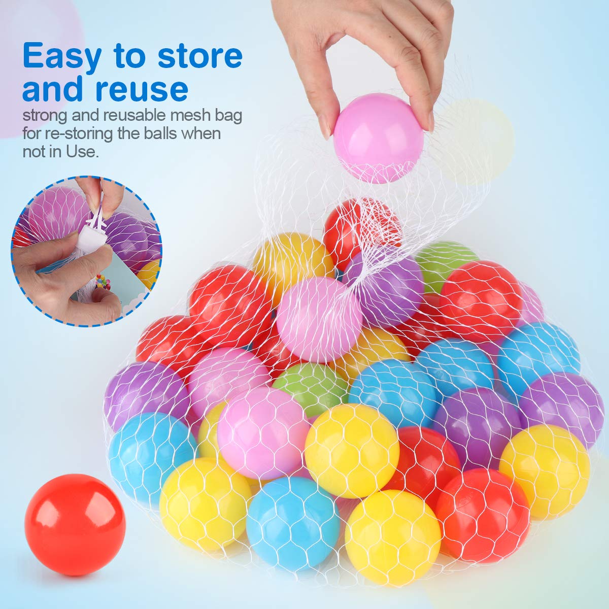 Coogam Pit Balls Pack of 50 - BPA Free 6 Color Hollow Soft Plastic Ball for Kids Birthday Pool Tent Party Favors Summer Water Bath Toy (6CM)